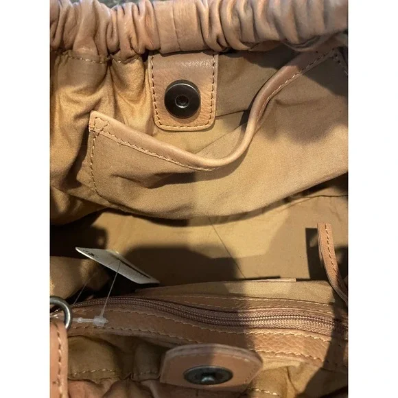 Free People Head Over Heels Convertible Crossbody Latte Leather Knotted Handle - Picture 7 of 9